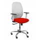 Silla Cilanco blanca malla blanca asiento bali rojo brazo regulable base cromada ruedas de parqué